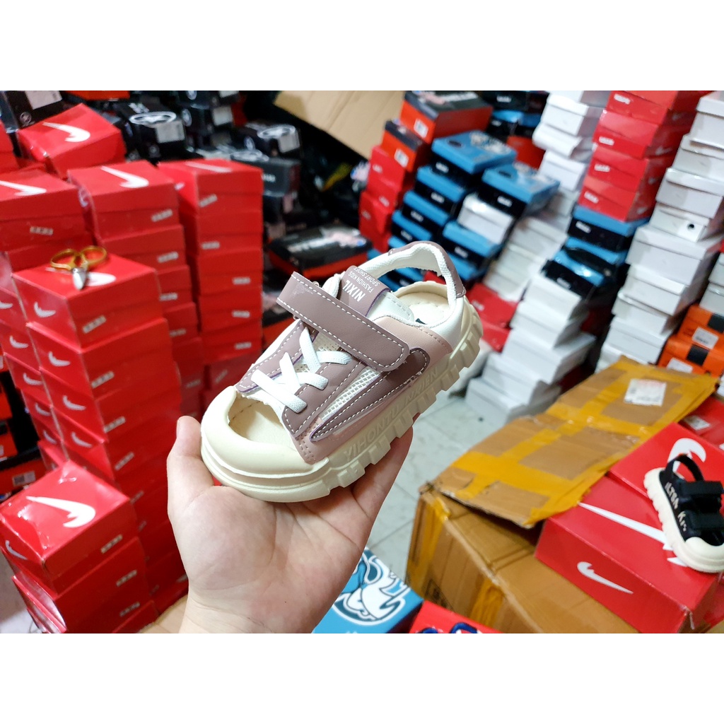 Dép sandal quai hậu mũi cao, chống vấp chống trơn cho bé trai bé gái 328