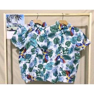 Áo Sơ Mi Hawaii Chim Vẹt Trắng (Ảnh THẬT)