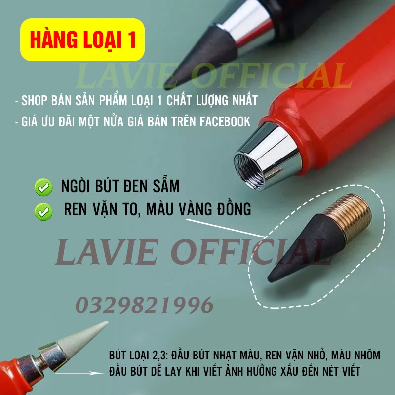 Bút Chì Vĩnh Cửu Không Cần Gọt, Đầu Kim Loại Viết Nét Đậm 0.5mm Tẩy Dễ Dàng