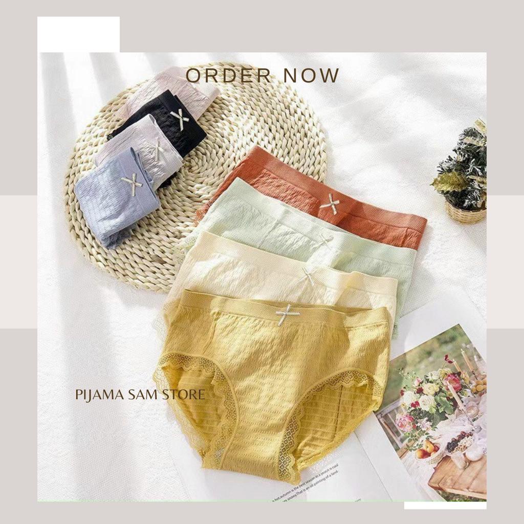 Set 5 Quần Lót Nữ Cotton Viền Ren Nhăn Co Giãn Siêu Thấm