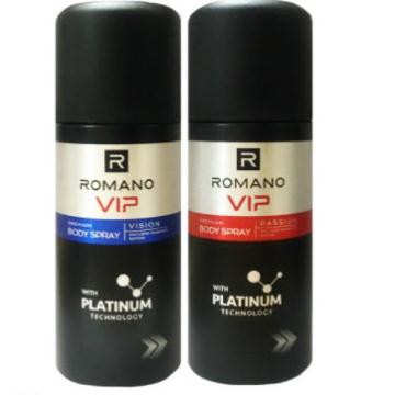 VIP_ COMBO CẶP XỊT KHỬ MÙI TOÀN THÂN ROMANO VIP 150ML TIẾT KIỆM HƠN (PASSION VÀ VISION)