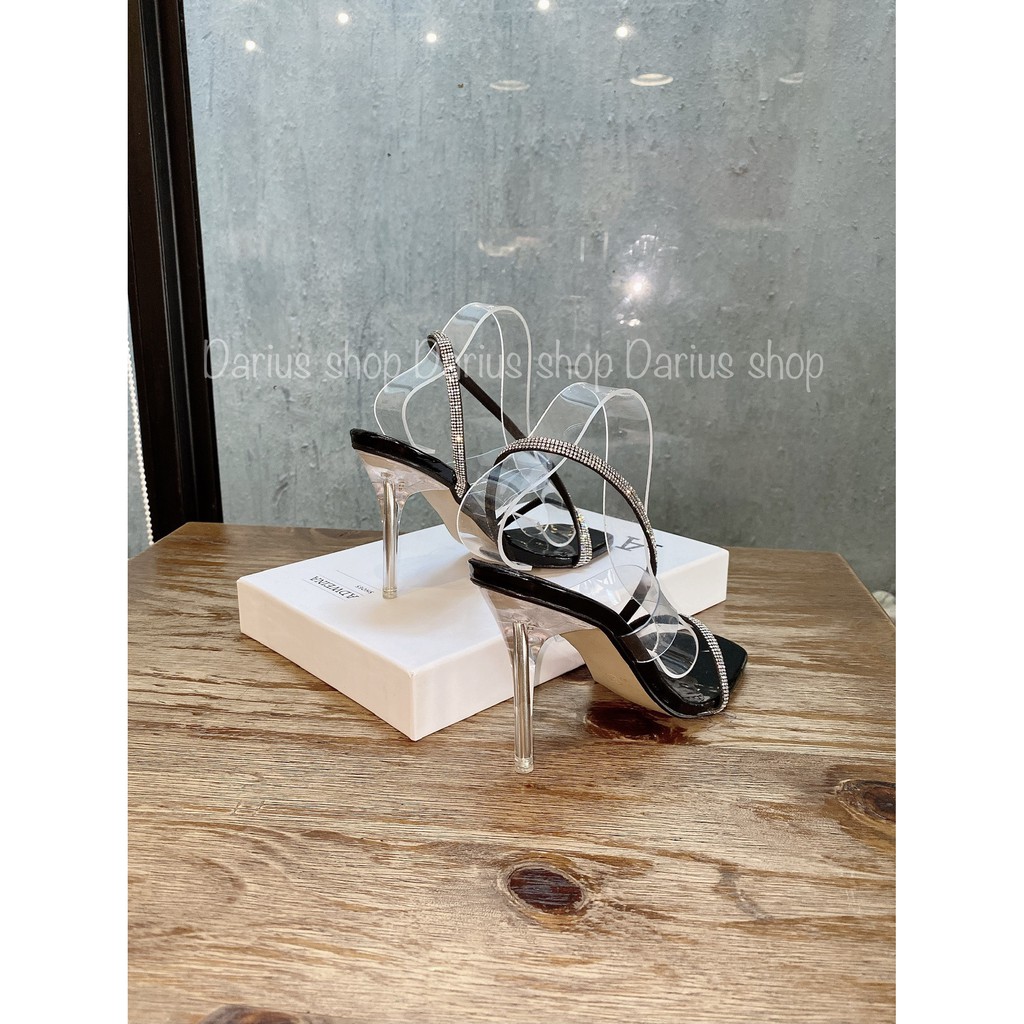 Giày sandal quai chéo đính đá gót nhọn 9cm - N385