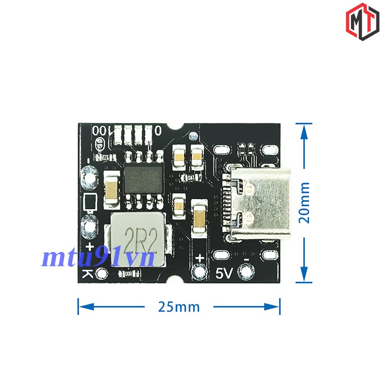 Mạch tăng áp tích hợp sạc xả cổng Type-C 5v 2A - dùng cho pin 18650 - lion - lithium 3.7v 4.2V (Mạch Chế Sạc dự phòng)