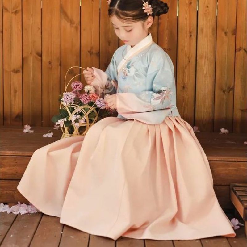 Hán phục cổ trang cho trẻ em set gồm áo và chân váy