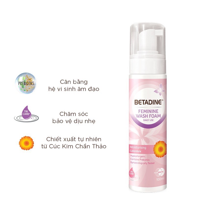 Vệ sinh phụ nữ Betadine dạng bọt - Chai 100ml