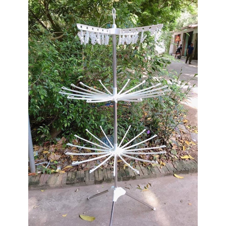 Giá treo phơi đồ cho bé, tất vớ, khăn xoay 360, có thể gấp gọn phơi được nhiều đồ