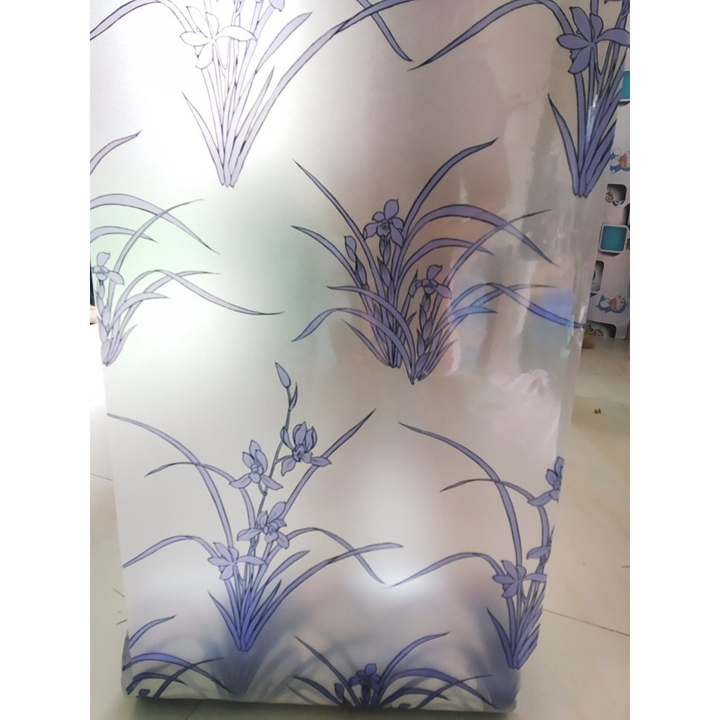 Decal giấy dán kính bụi cỏ tím khổ 45cm , giấy keo sẵn bóc dán