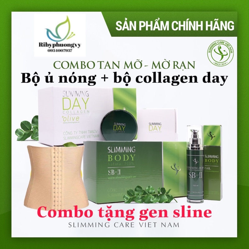 Slimming body combo ủ nóng thải mỡ - slimming day collagen định hình eo thon - mờ thâm rạn