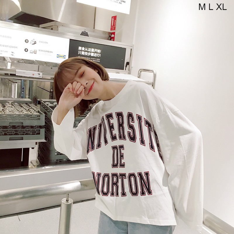 Áo thun tay dài form rộng ulzzang University mới thu đông