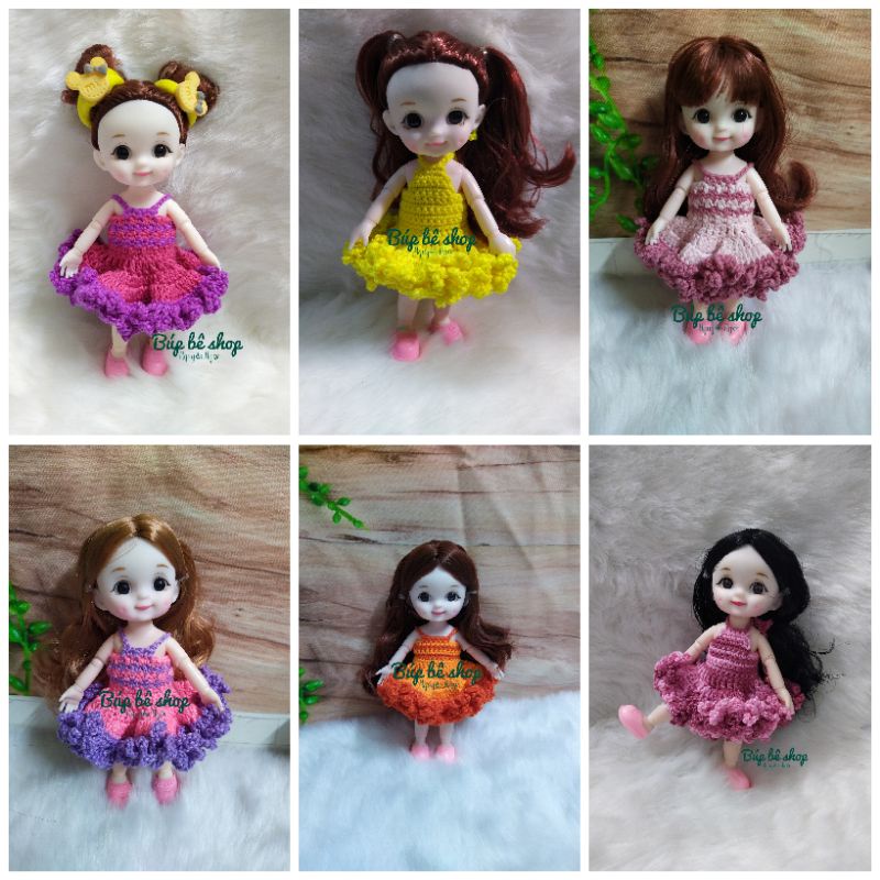 Váy len xòe 2 dây cho búp bê 1/8, búp bê Baboliy 16cm