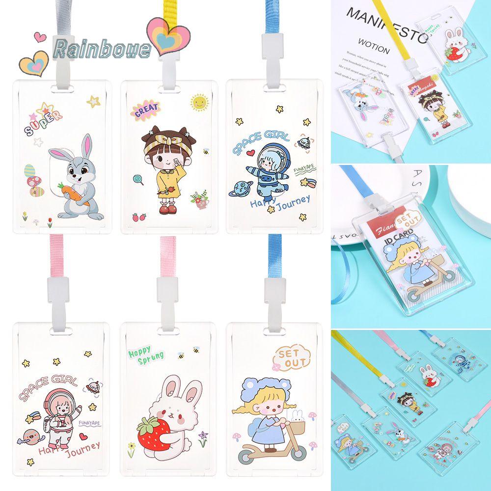 Túi Đựng Thẻ ID Màu Cầu Vồng Trong Suốt Xinh Xắn Cho Nữ