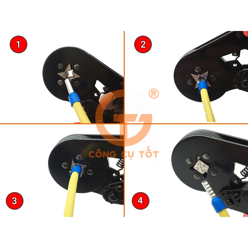 Kìm bấm cốt pin ép vuông 0.25-10mm² C-Mart B0049-0604