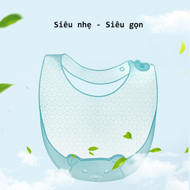 Yếm ăn dặm silicone trong suốt thiết kế 3D chống trượt an toàn cho bé tập ăn dặm