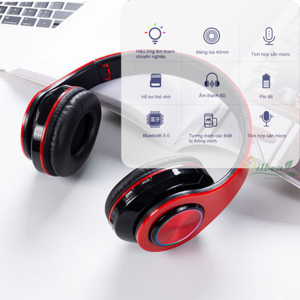 Tai Nghe Bluetooth Headphone Chụp Tai Không Dây B39 Có Mic Chống Ồn Âm Bass Pin Sạc 400mAh