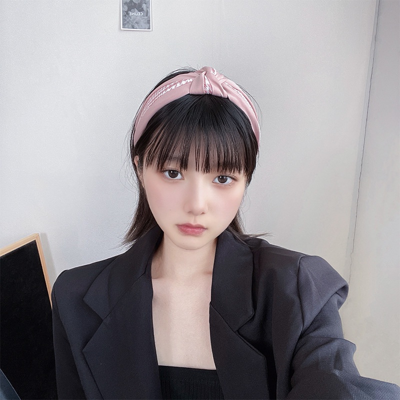 Băng Đô Bản Rộng Họa Tiết Kẻ Sọc Phong Cách Hàn Quốc Thời Trang Mới