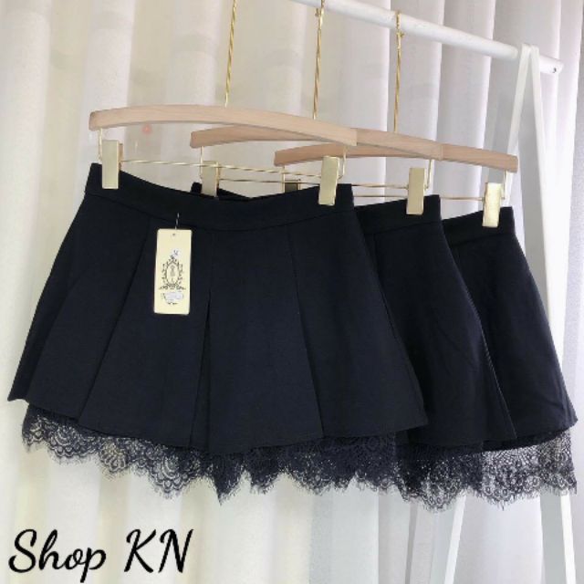 Chân váy xếp ly phối ren cao cấp