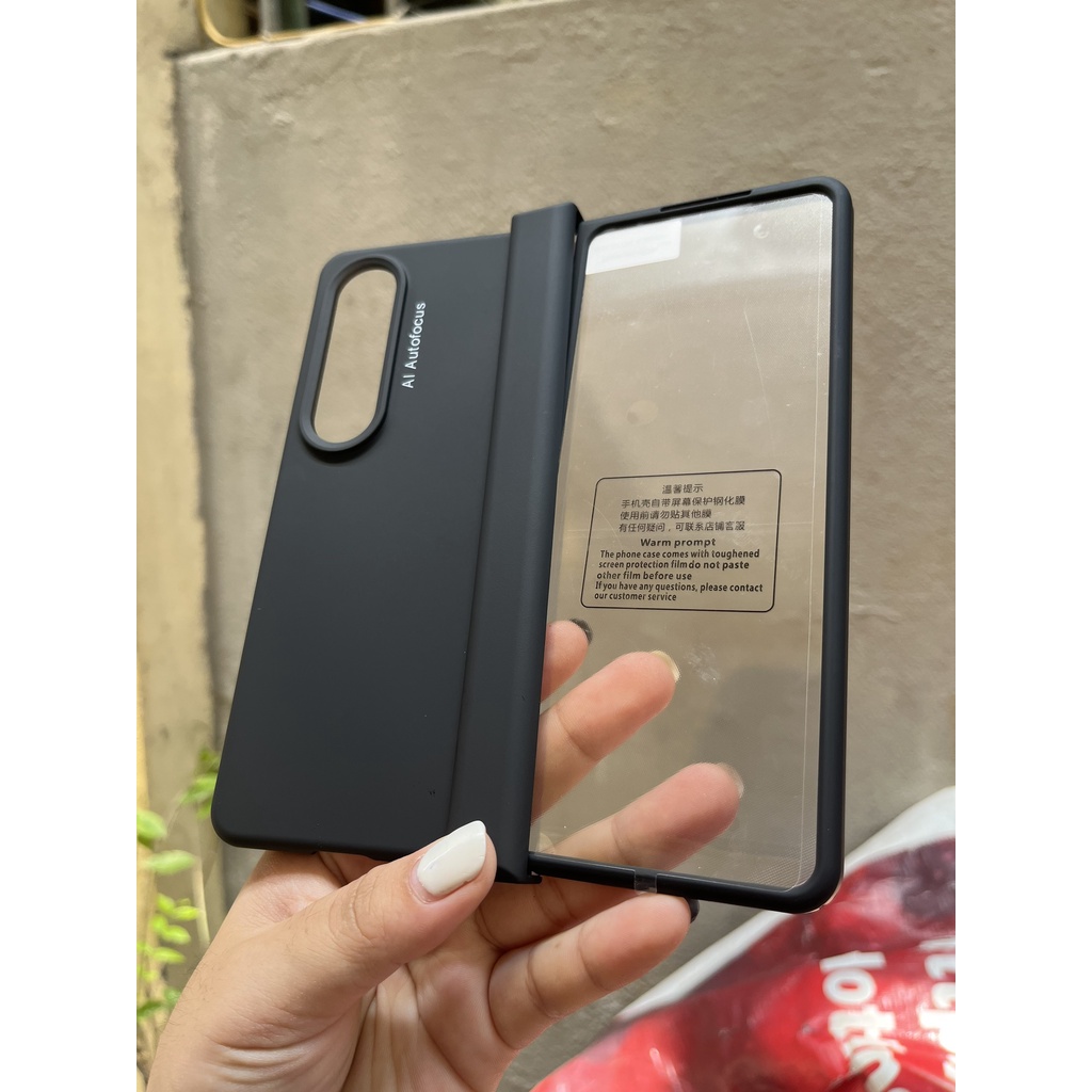Ốp điện thoại PC cứng màu chống sốc, chống bẩn, chống va đập cho Samsung Galaxy có mặt kính bảo vệ máy Z FOLD 4 ZFOLD4