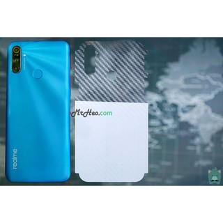 Skin Dán Mặt Sau Lưng Vân 3D Realme C3 - Carbon, Hình Hộp, Nhám, Vân da
