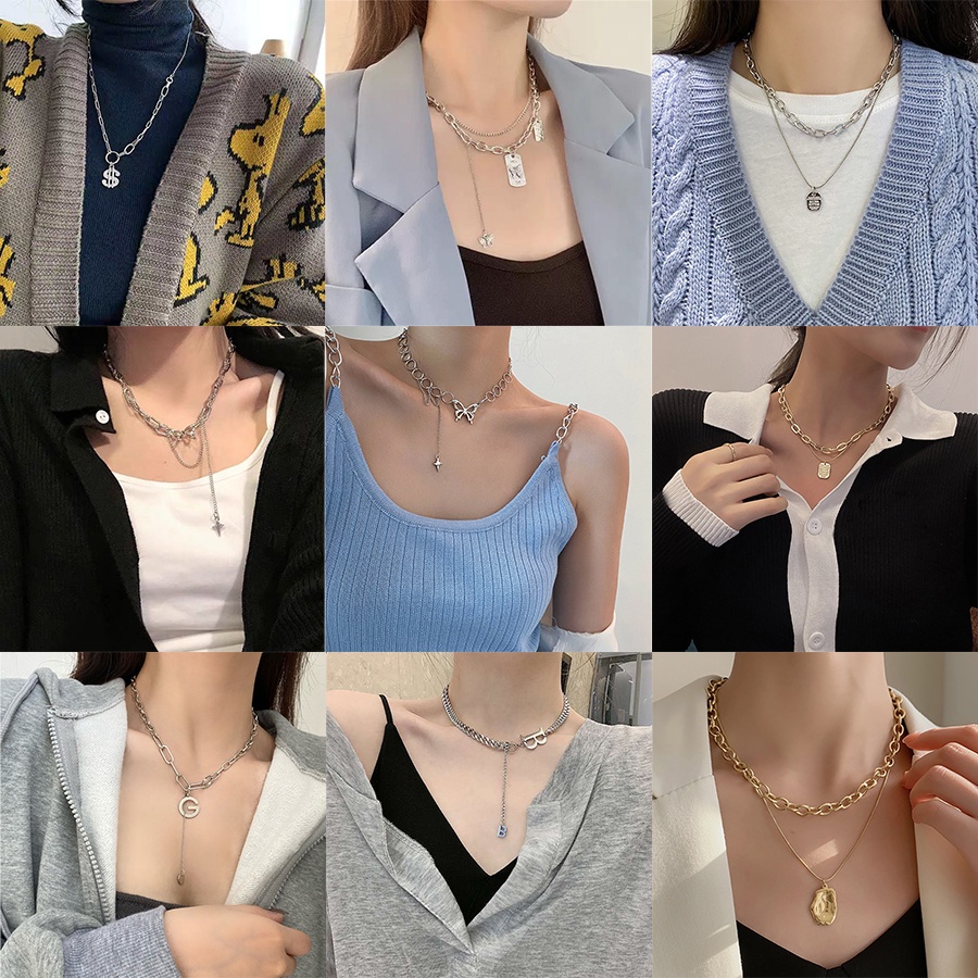 vòng cổ Mặt Hình Bướm Bằng Thép Không Gỉ Phong Cách Boho Thời Trang Cho Nữ