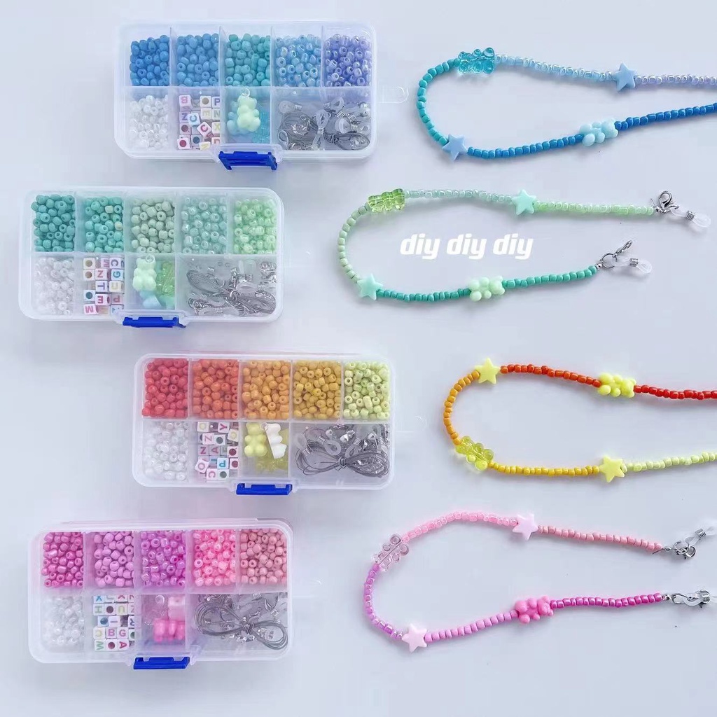 Dây Chuỗi Hạt Màu Kẹo Mặt Dây Đeo Mắt Kính Màu Kẹo Hình Gấu Hoạt Hình Phong Cách Hàn Quốc Mới