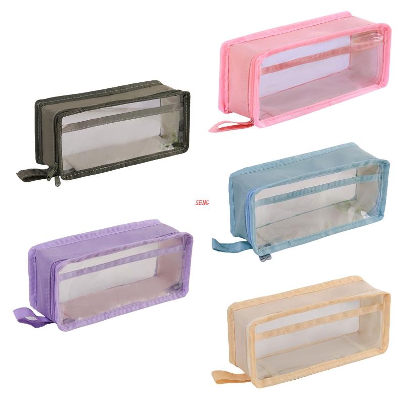 Seng Túi Đựng Bút Chì Vệ Sinh Phối Khóa Kéo Đáng Yêu Trong Suốt Dành Cho Du Lịch Trẻ Em Người Trẻ