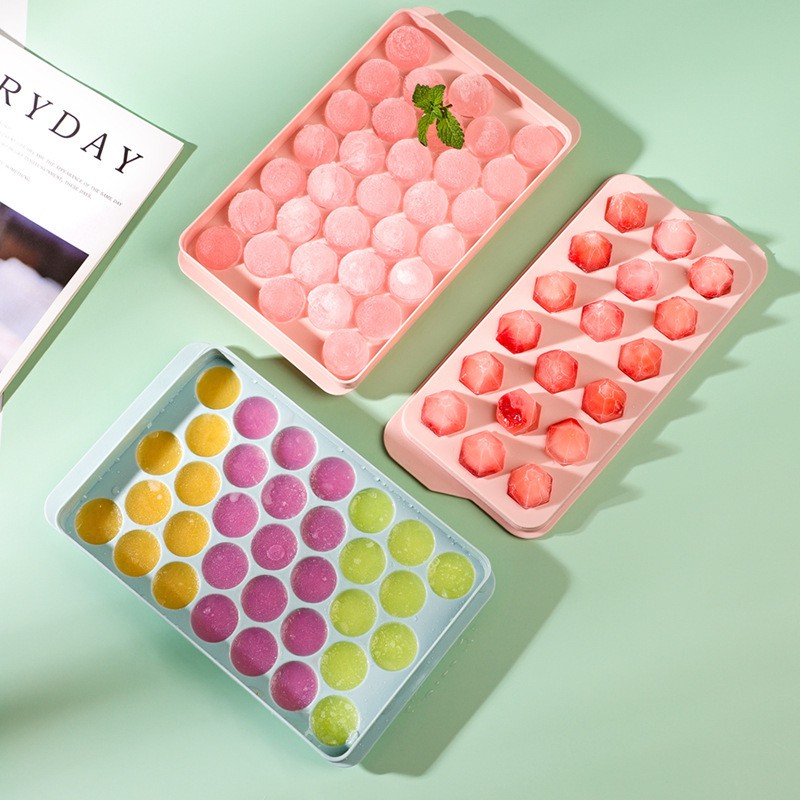 Khay Làm Đá Bi Nhựa Tròn Làm Khuôn Rau Câu, Khay Đá Viên Tròn 33 Viên Hàng LOẠI TO