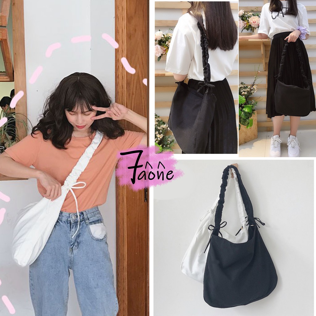 TÚI TOTE DÂY RÚT ĐEO CHÉO ĐỦ MÀU  VẢI CANVAS VINTAGE