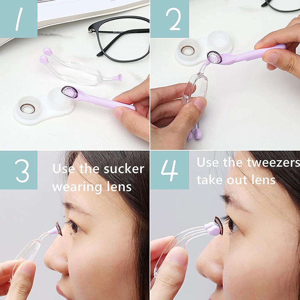 Hộp Dụng Cụ Tháo Kính Áp Tròng Làm Đẹp Có Kẹp Dễ Mang Theo W3E2