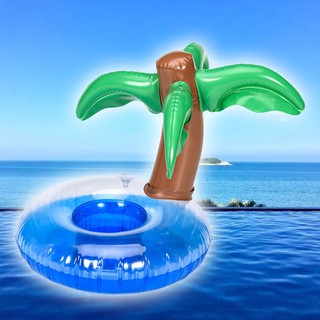 ✿INN✿ Coconut Tree Shape Cup Holder Floating Inflatable Coaster Seat Boys Girls Water Pool Toy