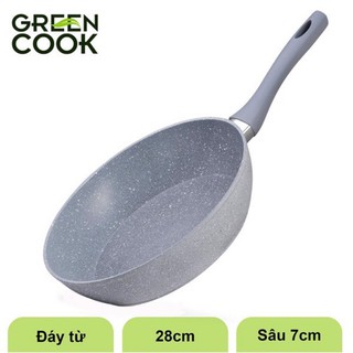 Chảo vân đá đáy từ chống dính 28cm green cook - gcp02-28ih