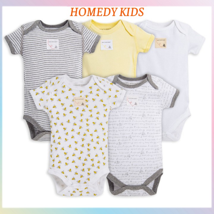 Bodysuit cho bé body chip cộc tay trẻ sơ sinh bộ áo liền quần cotton Cater mùa hè mềm mát Homedy Kids BD02