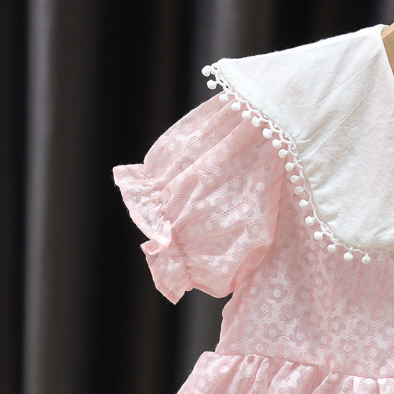 Đầm cotton tay ngắn thời trang Hàn Quốc phong cách ngọt ngào cho bé gái sơ sinh