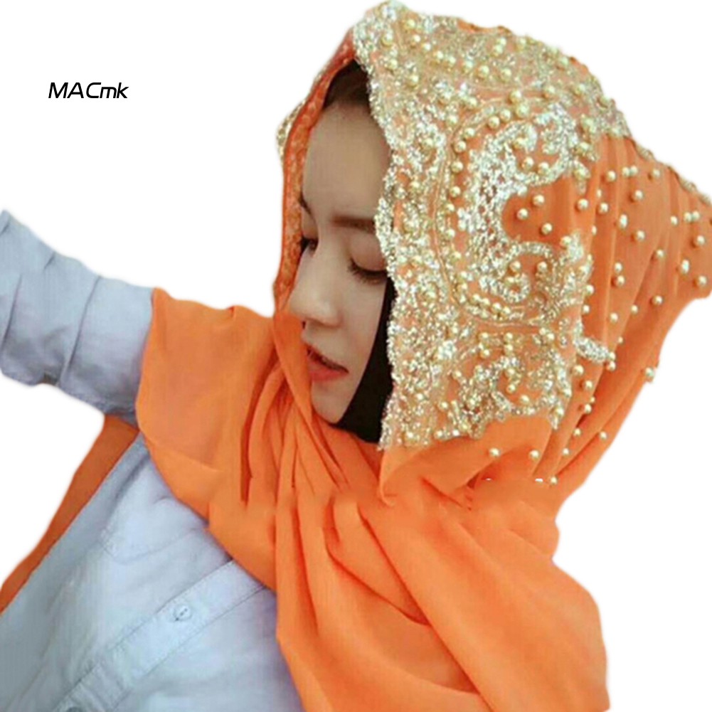Khăn trùm đầu đính hạt trang trí phong cách hồi giáo thời trang cho nữ