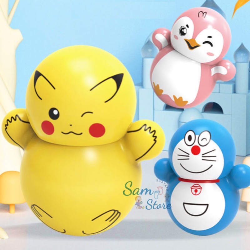 Đồ chơi lật đật mini nhiều phiên bản Squid Game hot, Doremon, Pikachu, Noel