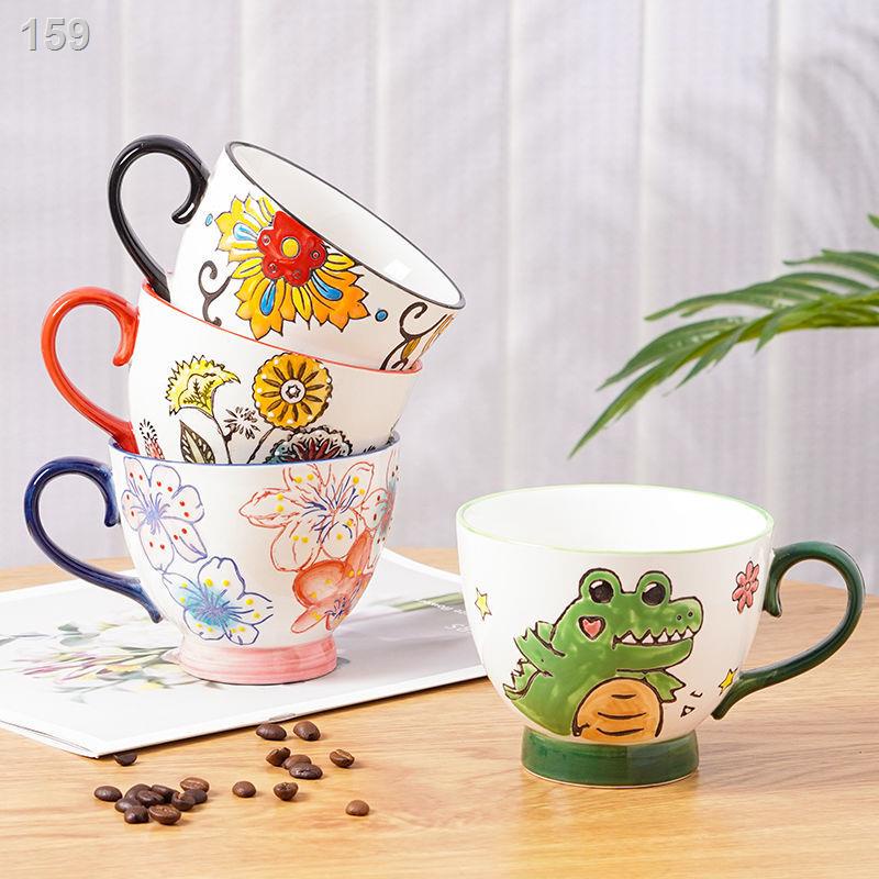 ▤▫▬Phong cách châu Âu cốc gốm cốc cốc ăn sáng bằng tay cốc bột yến mạch cốc cà phê sữa cốc dung tích lớn cốc nước nhà