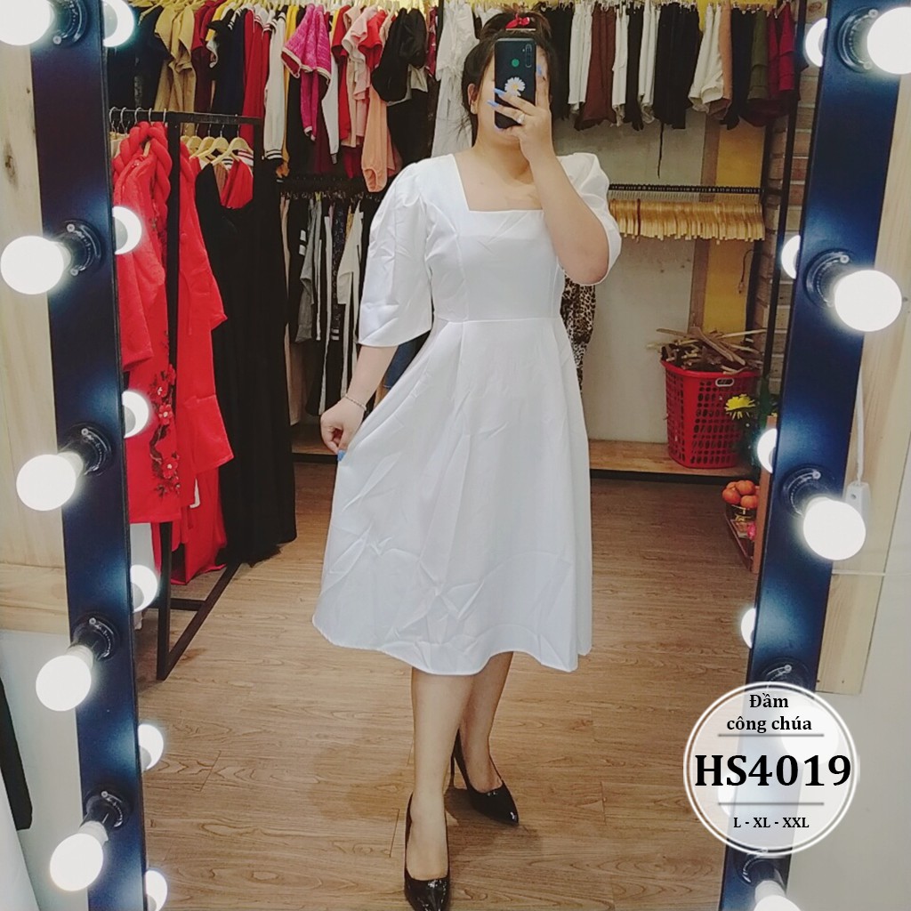 Đầm bigsize nữ dáng xòe công chúa HS4019 - Váy bigsize dự tiệc, đi chơi  - Màu Đen, Trắng, Nude - Size 65-90kg L XL XXL | BigBuy360 - bigbuy360.vn