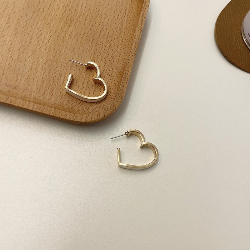 Bông Tai Mạ Bạc 925 Hình Trái Tim Đáng Yêu Phong Cách Retro Hồng Kông Cho Nữ