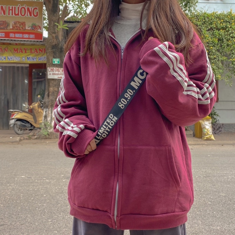 Áo khoác sọc mix nỉ bông