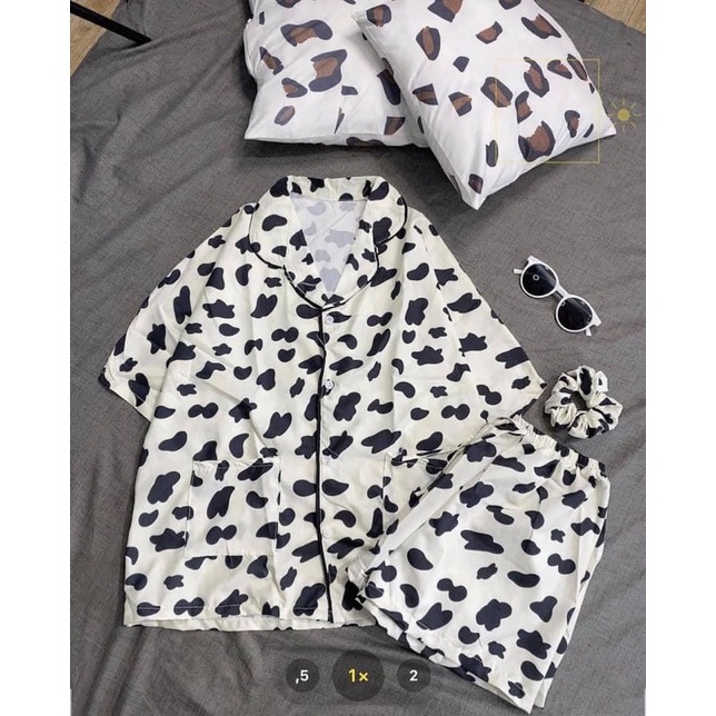 Bộ đồ pijama kate mặc nhà nữ kate Thái thoáng mát họa tiết hình thú bigsize