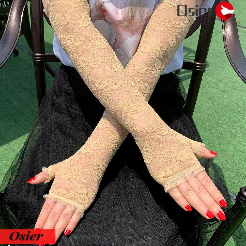 1 Găng Tay Không Ngón Bằng Lưới Phối Ren Dùng Đạp Xe Mùa Hè