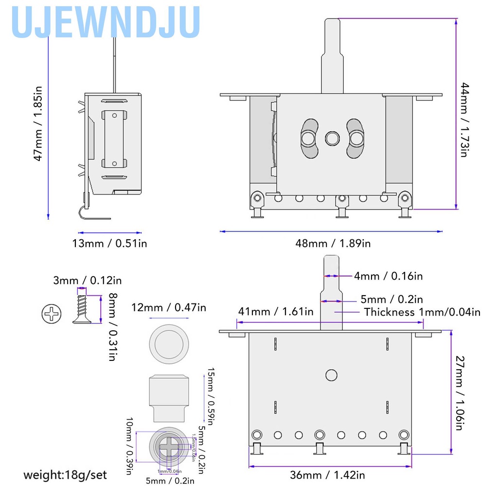 Ujewndju Guitar 3 Way Toggle Switch High Strength Metal Electric Pickup Selector