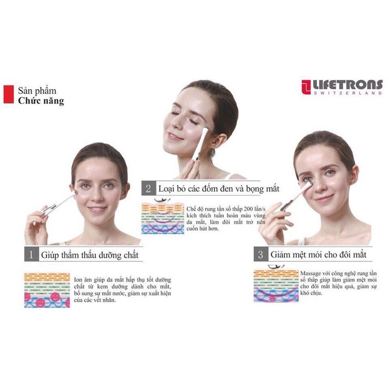 Máy massage mắt và chống lão hóa Lifetrons EM-100(tặng kem mắt)