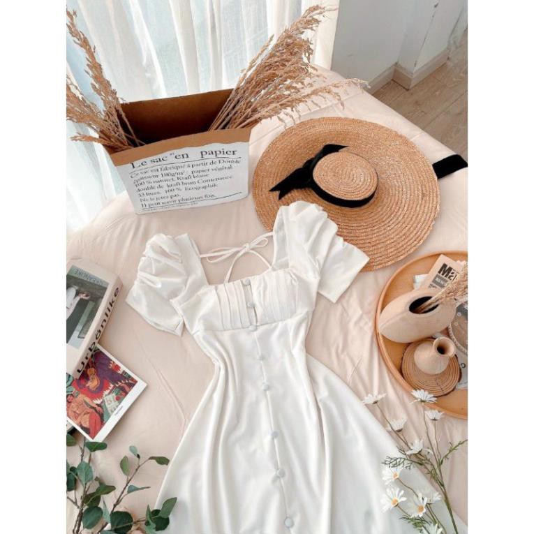 Đầm dự tiệc tay bồng xếp li ngực nút bọc Hàng thiết kế | BigBuy360 - bigbuy360.vn