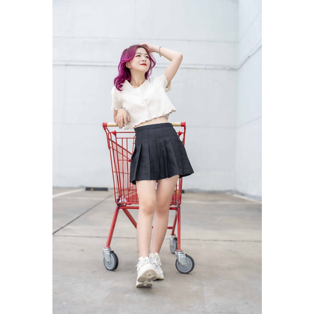 Áo Croptop Nữ Bèo Cổ V SIRI Tay Ngắn Form Rộng Ulzzang (4 Màu)