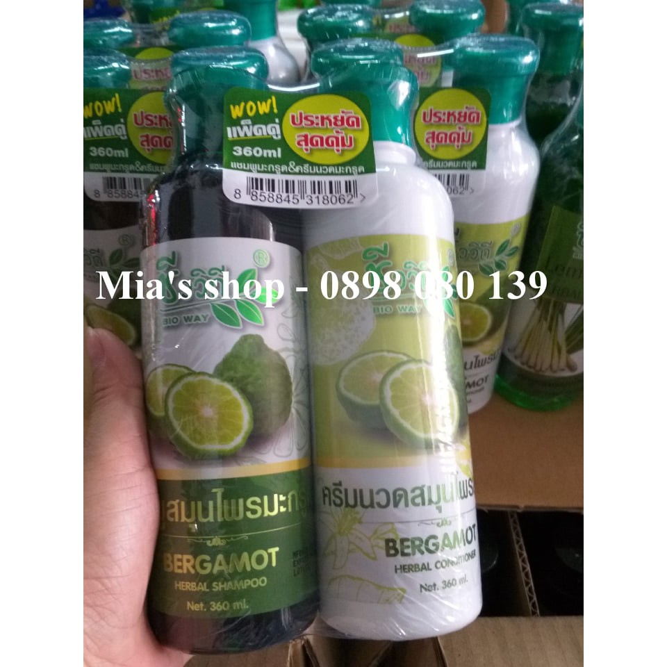 SALE 50%  - Bộ Gội Xả Chanh/Sả Cây giảm Gàu, Ngăn Rụng Tóc Bergamot - Lemongrass Thái Lan 720ml/ 2 chai