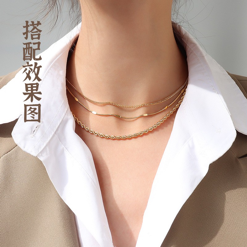 Dây Xích Xoắn Bằng Thép Titan Mạ Vàng 18k p873 Chuyên Dụng