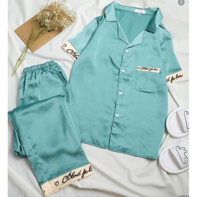 Đồ Mặc Nhà - Bộ Ngủ Lụa Cộc Dài-Pijama Chữ Ký- Hàng Thiết Kế Free Size(kèm video thật)