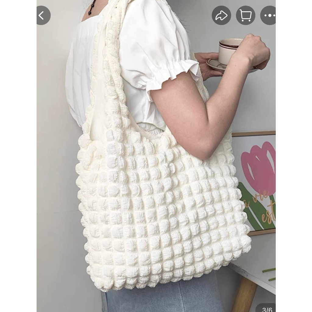 Túi tote túi vải xốp phong cách Hàn quốc, có 2 lớp thời trang ulzzang - Túi tote đi biển nữ đẹp đi chơi thời trang