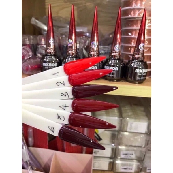 Sơn gel tông đỏ hãng Mxbon đặc và mướt