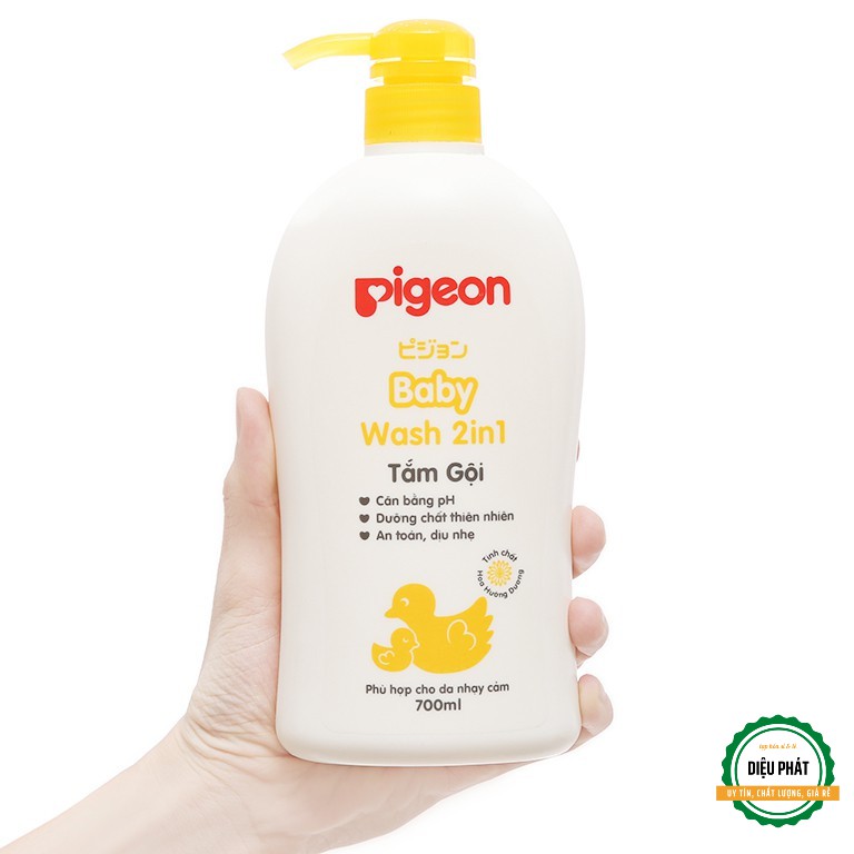 ⚡️ Sữa Tắm Gội Dịu Nhẹ Pigeon 700ml 2in1 Hoa Hướng Dương (Vàng) / Jojoba (Xanh)